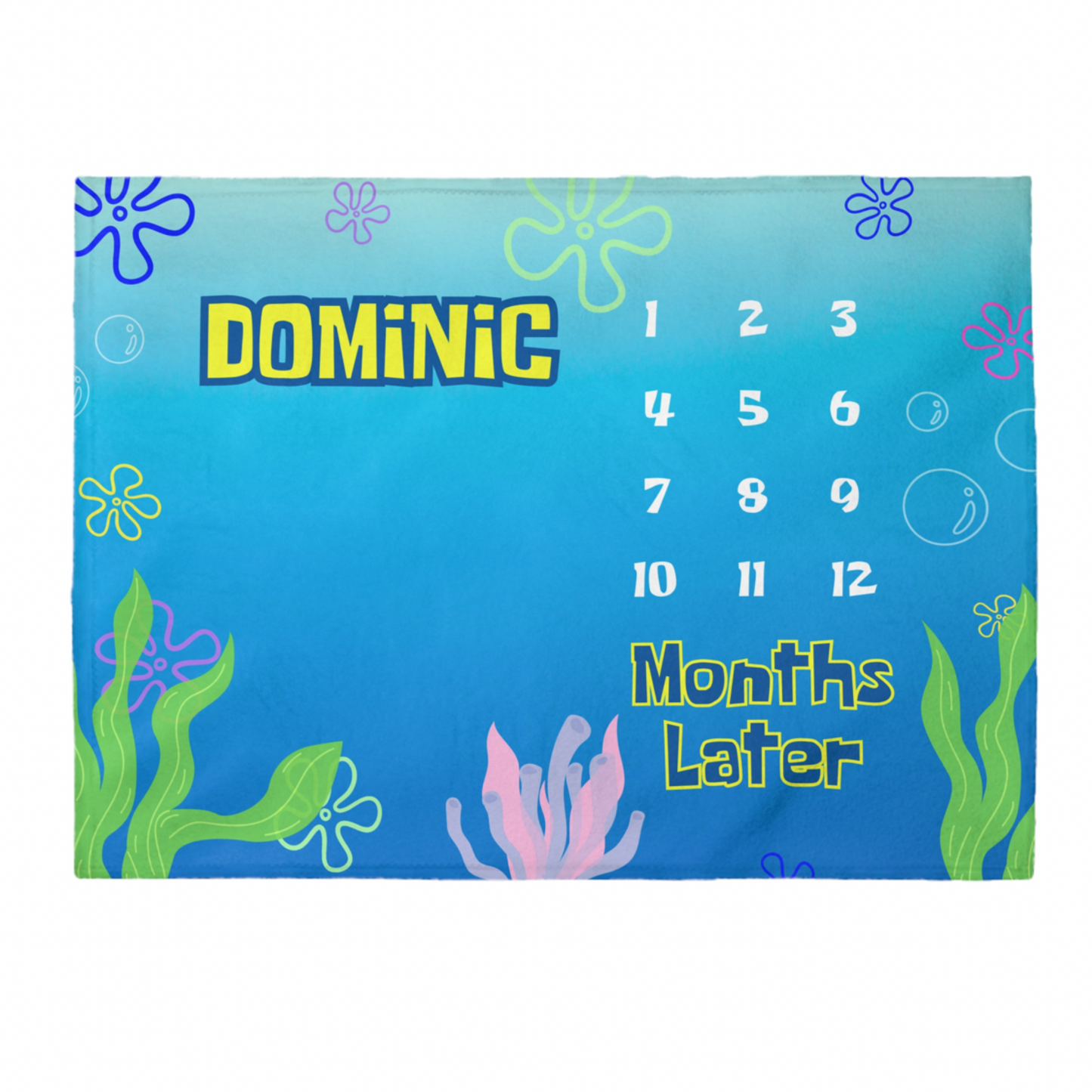 Custom Under The Sea Sponge Baby Monthly Milestone Blanket