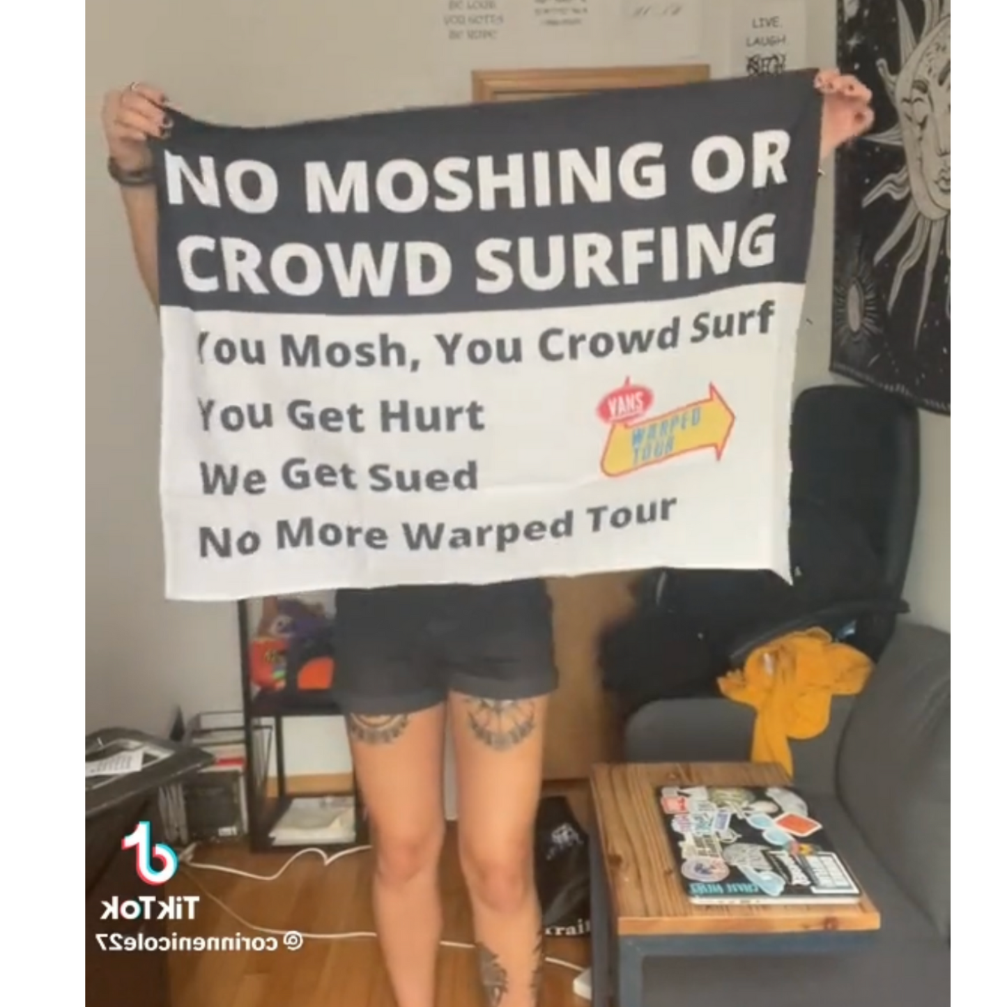 Warped No Moshing Indoor Wall Banner / Flag