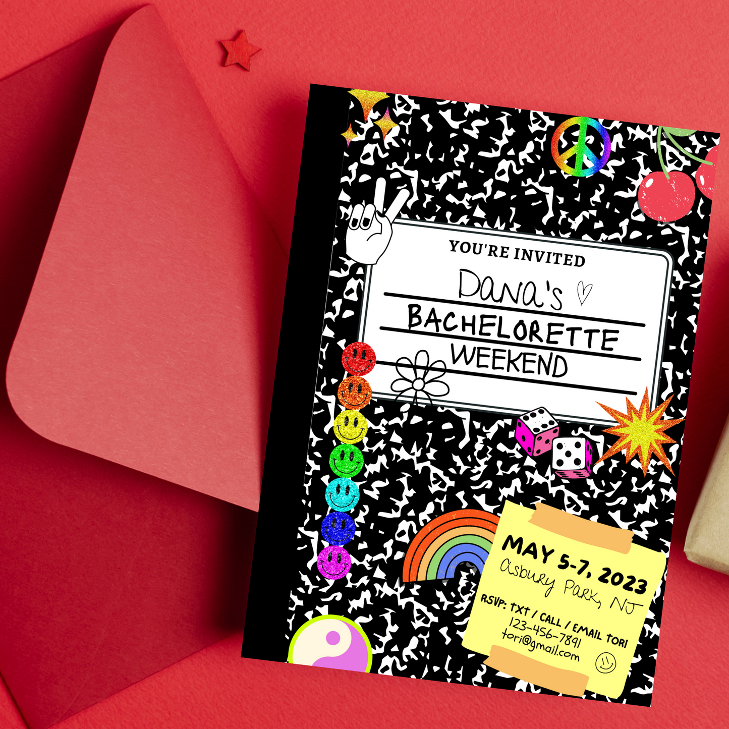 Editable Y2K 2000s 90s Bachelorette Weekend Invitation (Canva)