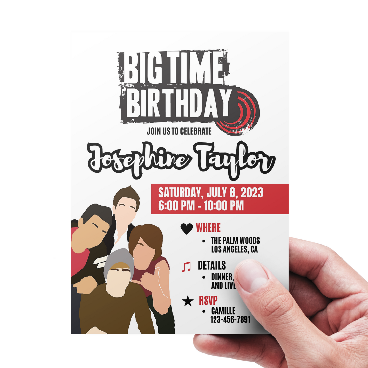 Editable Big Time Rush Birthday Party Invitation (Canva)