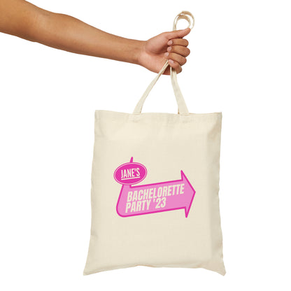 Custom Pink Warped Bachelorette Party Canvas Tote Bag
