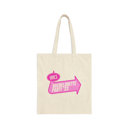 Custom Pink Warped Bachelorette Party Canvas Tote Bag