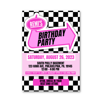 Editable Pink Warped Party Invitation Template (Canva)