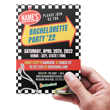 Custom Warped Bachelorette Party Printable Invitation (Digital Download)