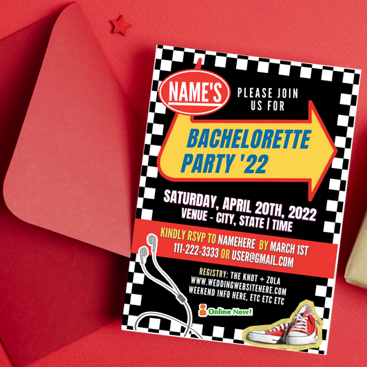 Custom Warped Bachelorette Party Printable Invitation (Digital Download)